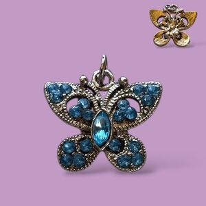 Blue Crystal Butterfly Charm Pendant